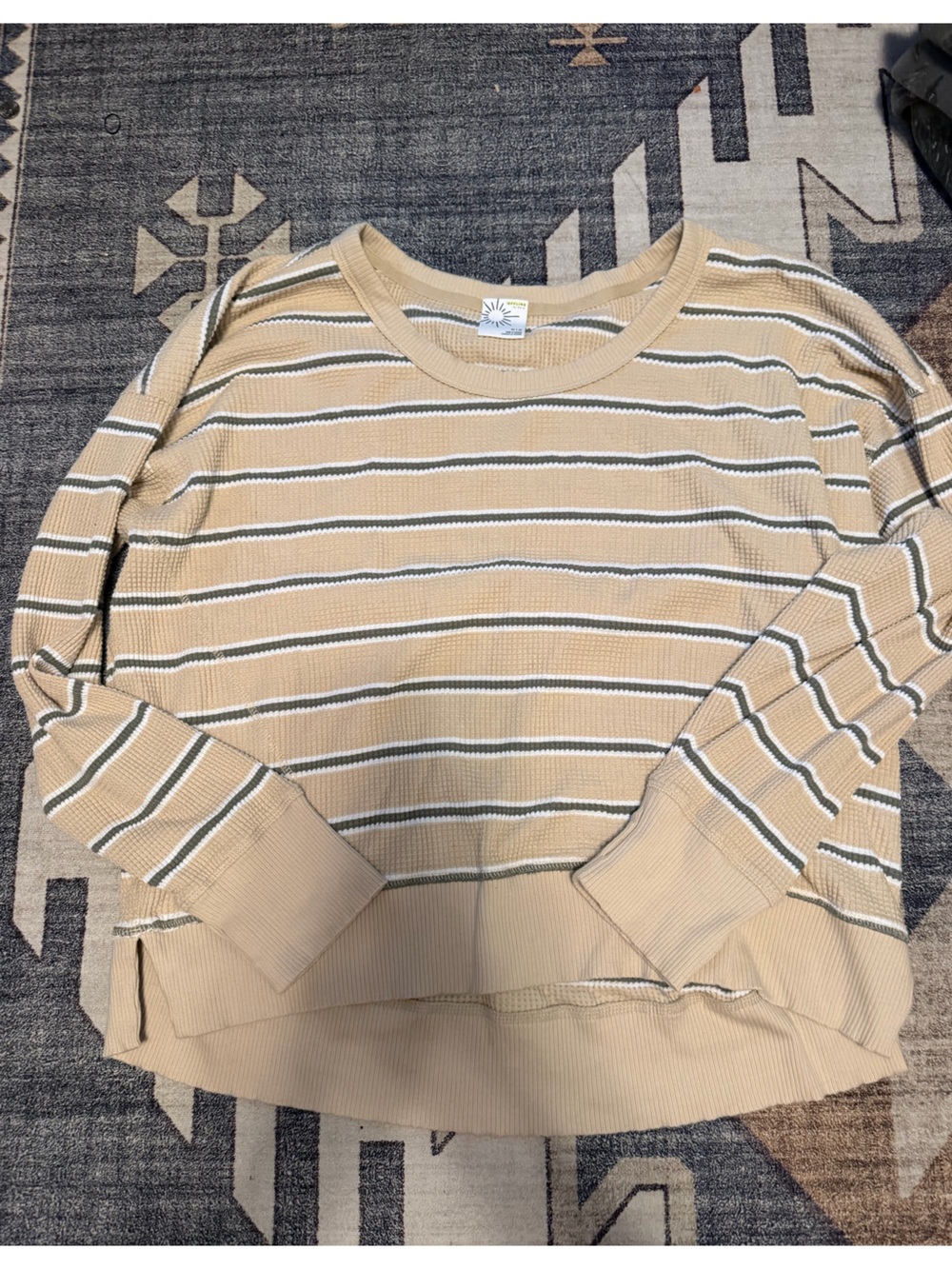 Aerie Striped Beige Knit Sweater